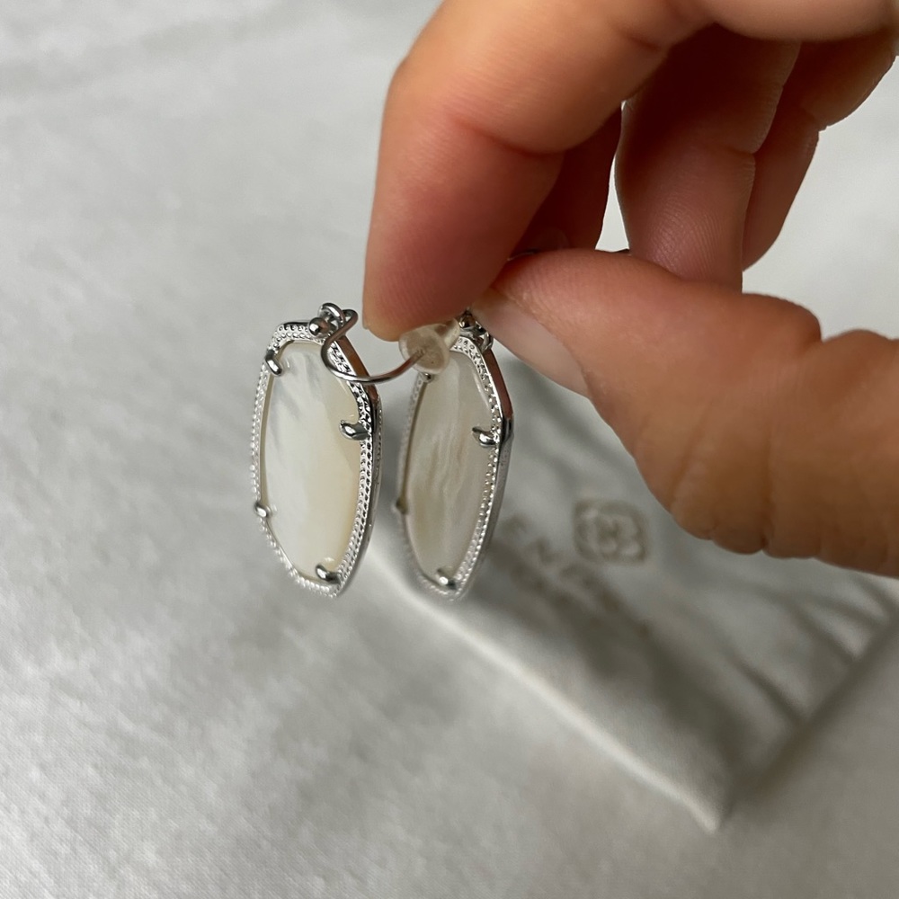 Kendra Scott Silver Earrings in Iridescent White - Picture 5 of 5